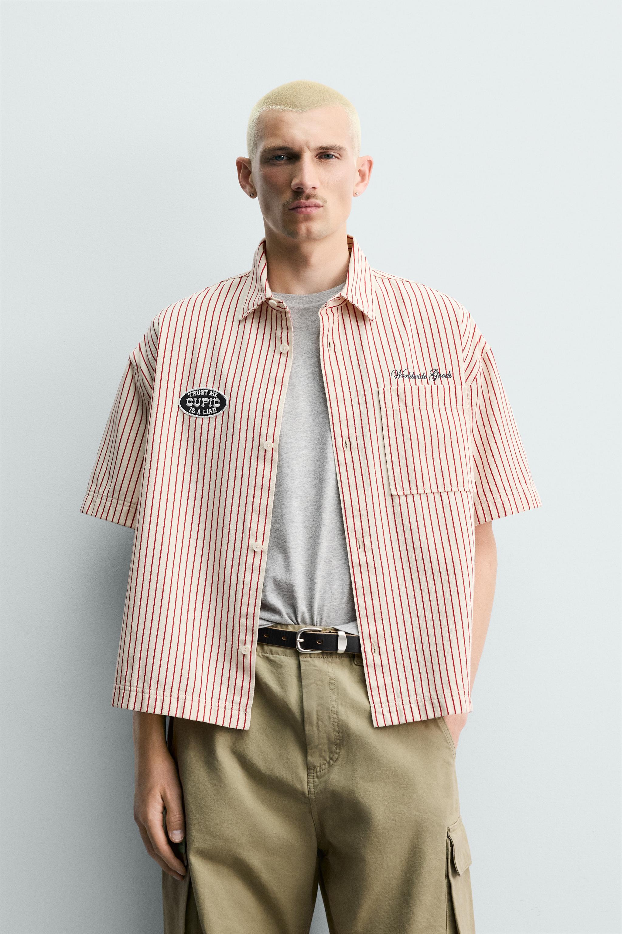 CONTRAST STRIPED PATCH OVERSHIRT